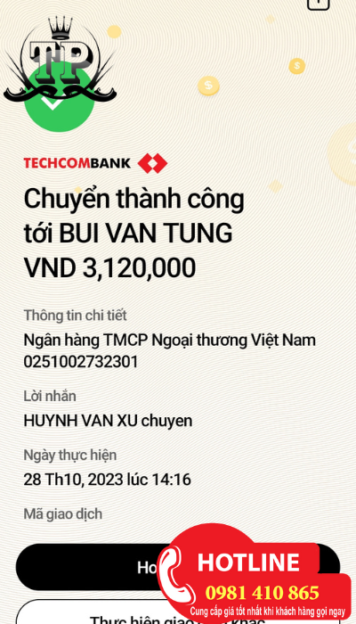 khách chuyển khoản